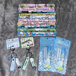 Sanrio /Hello Kitty Bundle ! Keychains, Eraser Pens, Slap Bracelets!!